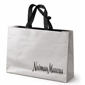 Neiman Marcus Silver Large Shopping Gift Bag Black Handles 16x11x5